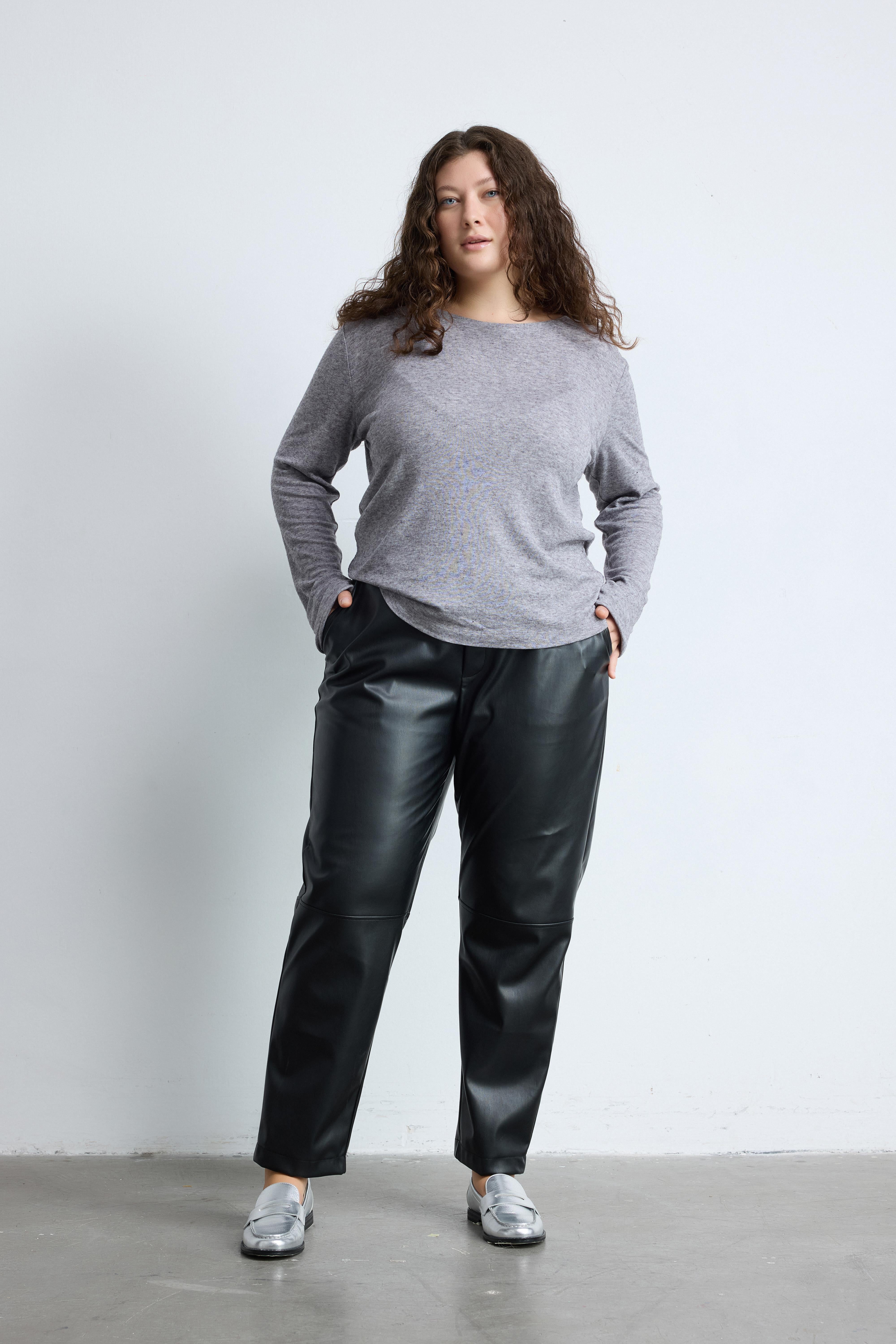 MADDEN Büyük Beden Uzun Kollu Bluz Gri-Melanj | Luokk