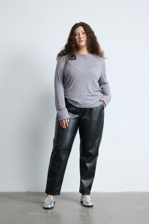 MADDEN Büyük Beden Uzun Kollu Bluz Gri-Melanj | Luokk