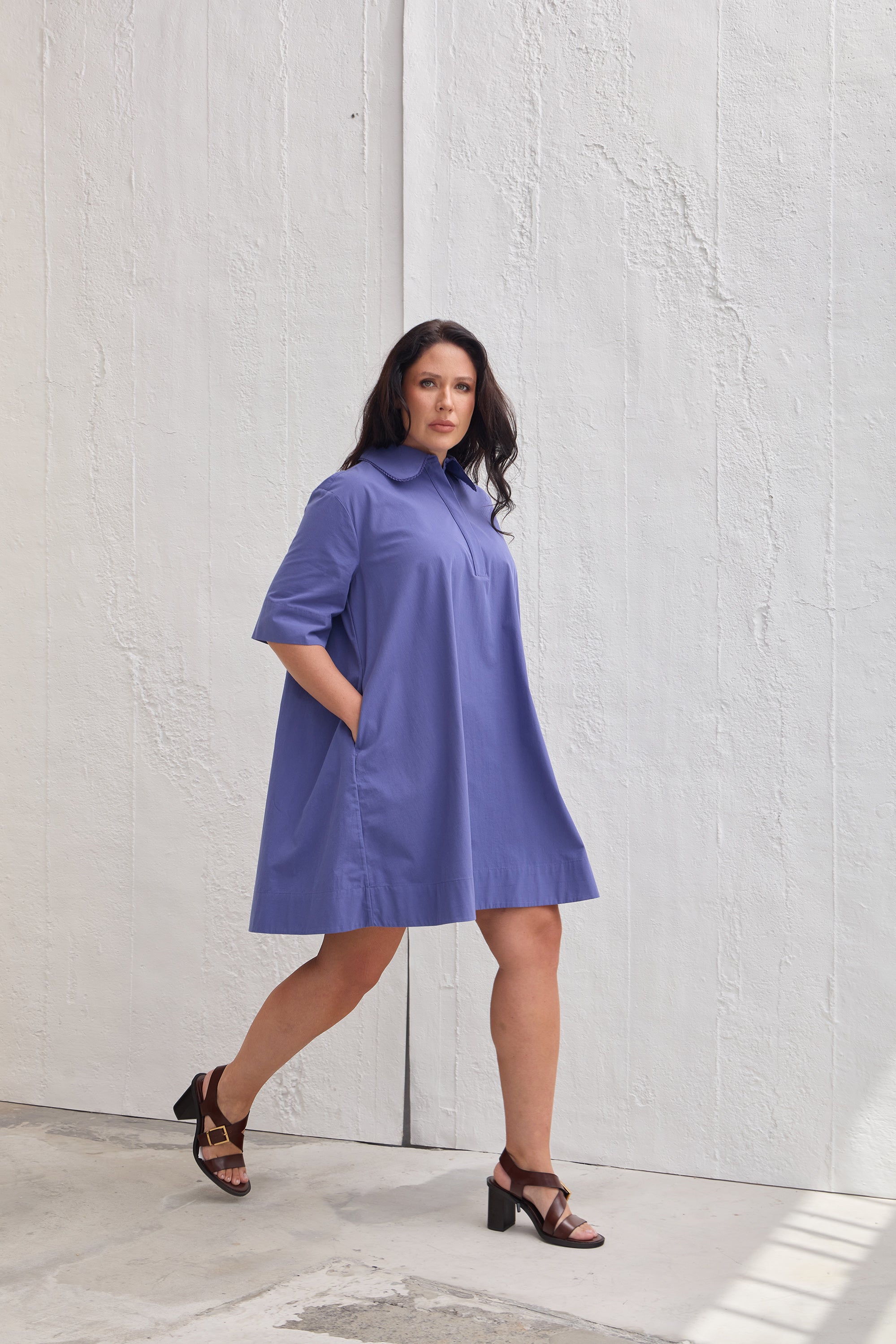 MAGNUS White Mini Shirt Plus Size Dress