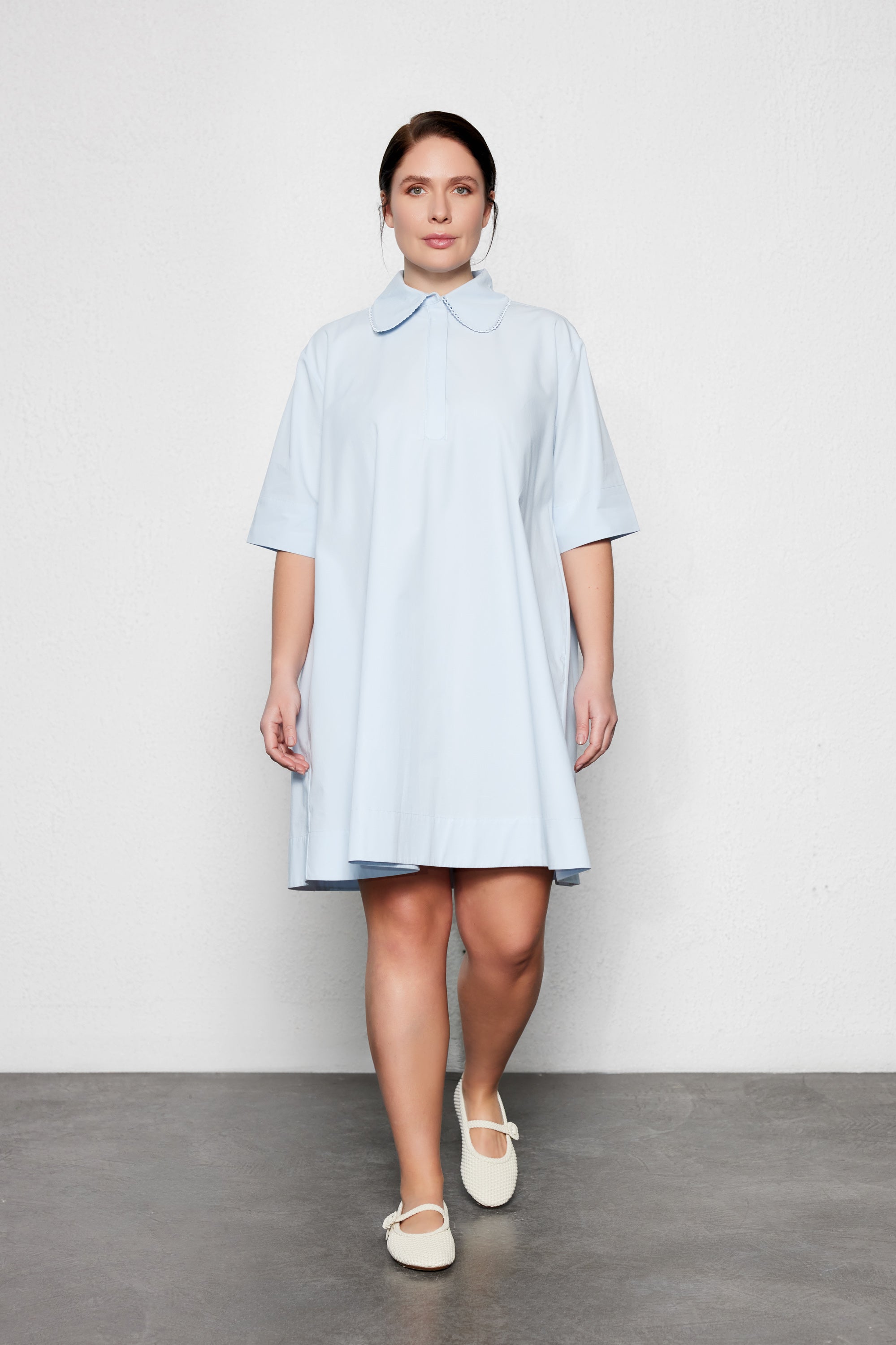 MAGNUS Ice Blue Mini Shirt Plus Size Dress