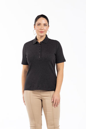 MARIAN Polo Yaka Pamuklu Büyük Beden Bluz Antrasit | Luokk