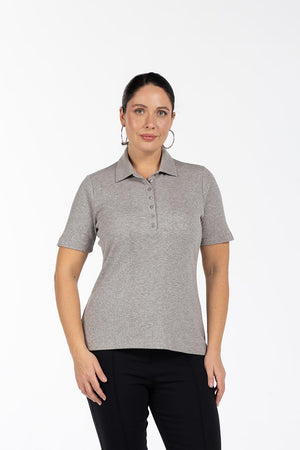 MARIAN Polo Yaka Pamuklu Büyük Beden Bluz Gri | Luokk