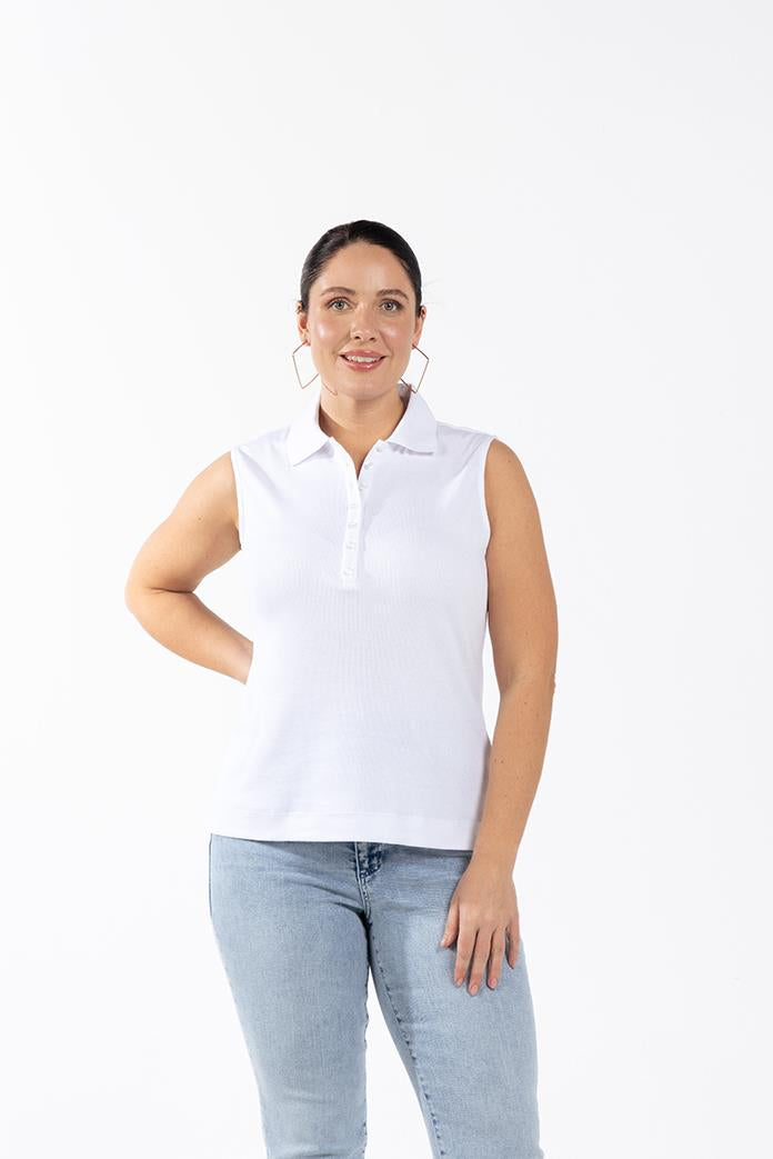 MEGAN Polo Yaka Pamuklu Büyük Beden Atlet Beyaz | Luokk