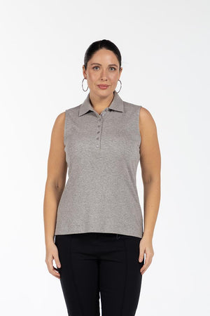 MEGAN Polo Yaka Pamuklu Büyük Beden Atlet Gri | Luokk