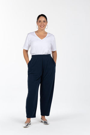 MONICA Beli Lastikli Havuç Kesim Büyük Beden Pantolon Lacivert | Luokk