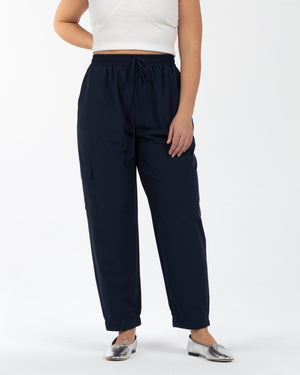 NAISA Beli Lastikli Büyük Beden Kargo Pantolon Lacivert | Luokk