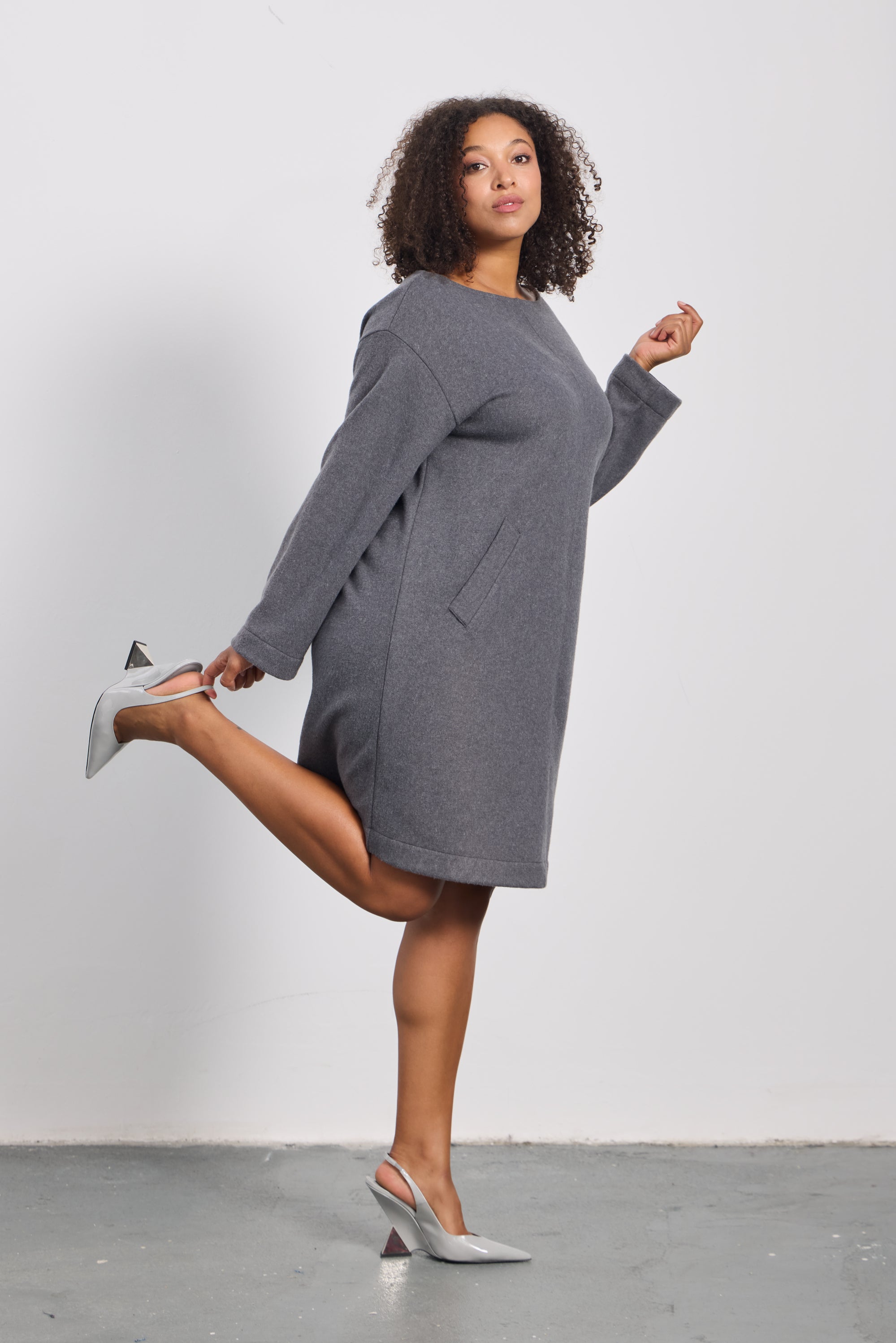 NOVAS Plus Size Anthracite-Purple Dress