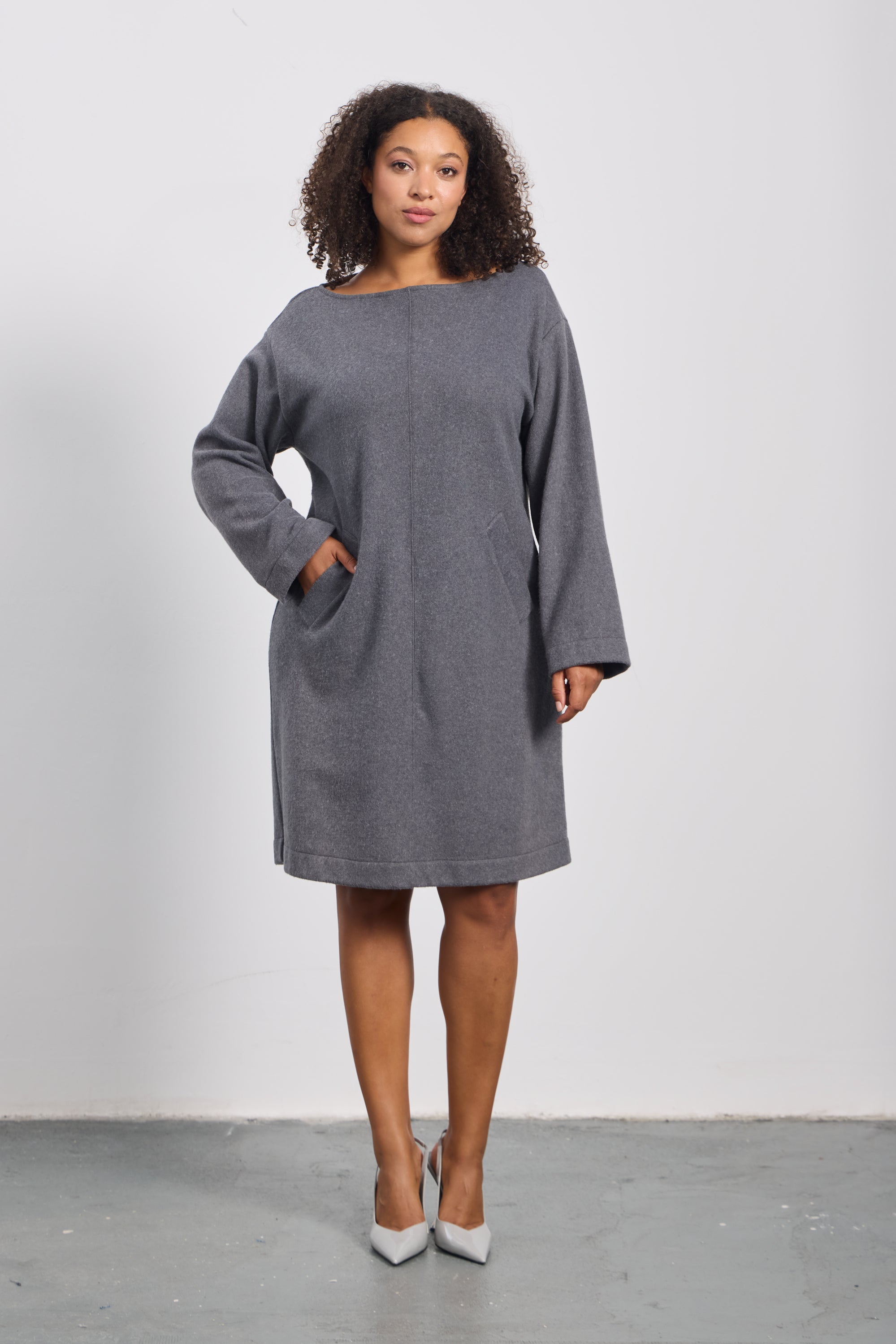 NOVAS Plus Size Anthracite-Purple Dress
