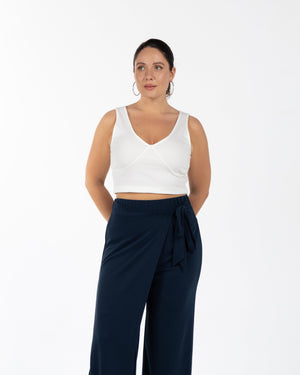 NOVIA Beli Lastikli Bağlama Detaylı Büyük Beden Pantolon Lacivert | Luokk