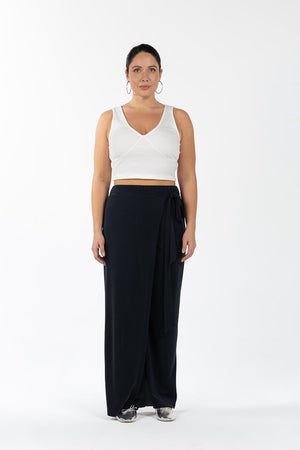 NOVIA Beli Lastikli Bağlama Detaylı Büyük Beden Pantolon Siyah | Luokk