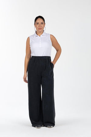 RAYNE Beli Lastikli Geniş Paça Bol Kesim Büyük Beden Pantolon Siyah | Luokk