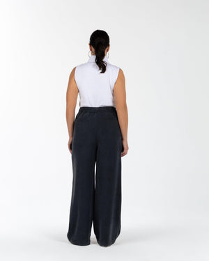 RAYNE Beli Lastikli Geniş Paça Bol Kesim Büyük Beden Pantolon Siyah | Luokk