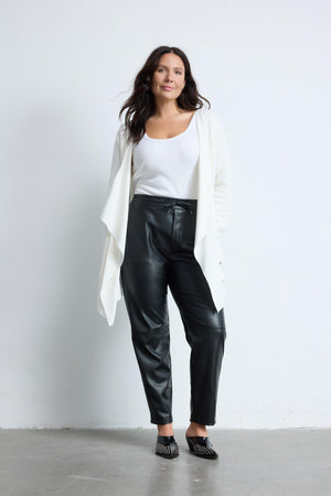 RITA Şal Yaka Uzun Kollu Büyük Beden Triko Hırka Krem | Luokk