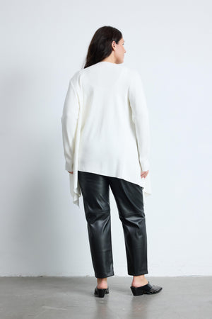 RITA Şal Yaka Uzun Kollu Büyük Beden Triko Hırka Krem | Luokk