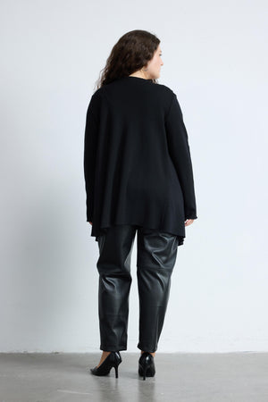 RITA Şal Yaka Uzun Kollu Büyük Beden Triko Hırka Siyah | Luokk