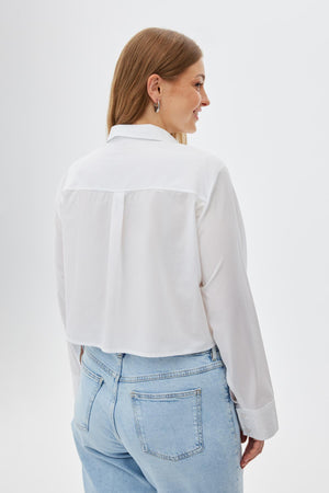 RUTH %100 Organik Pamuk Büyük Beden Crop Poplin Gömlek Beyaz | Luokk