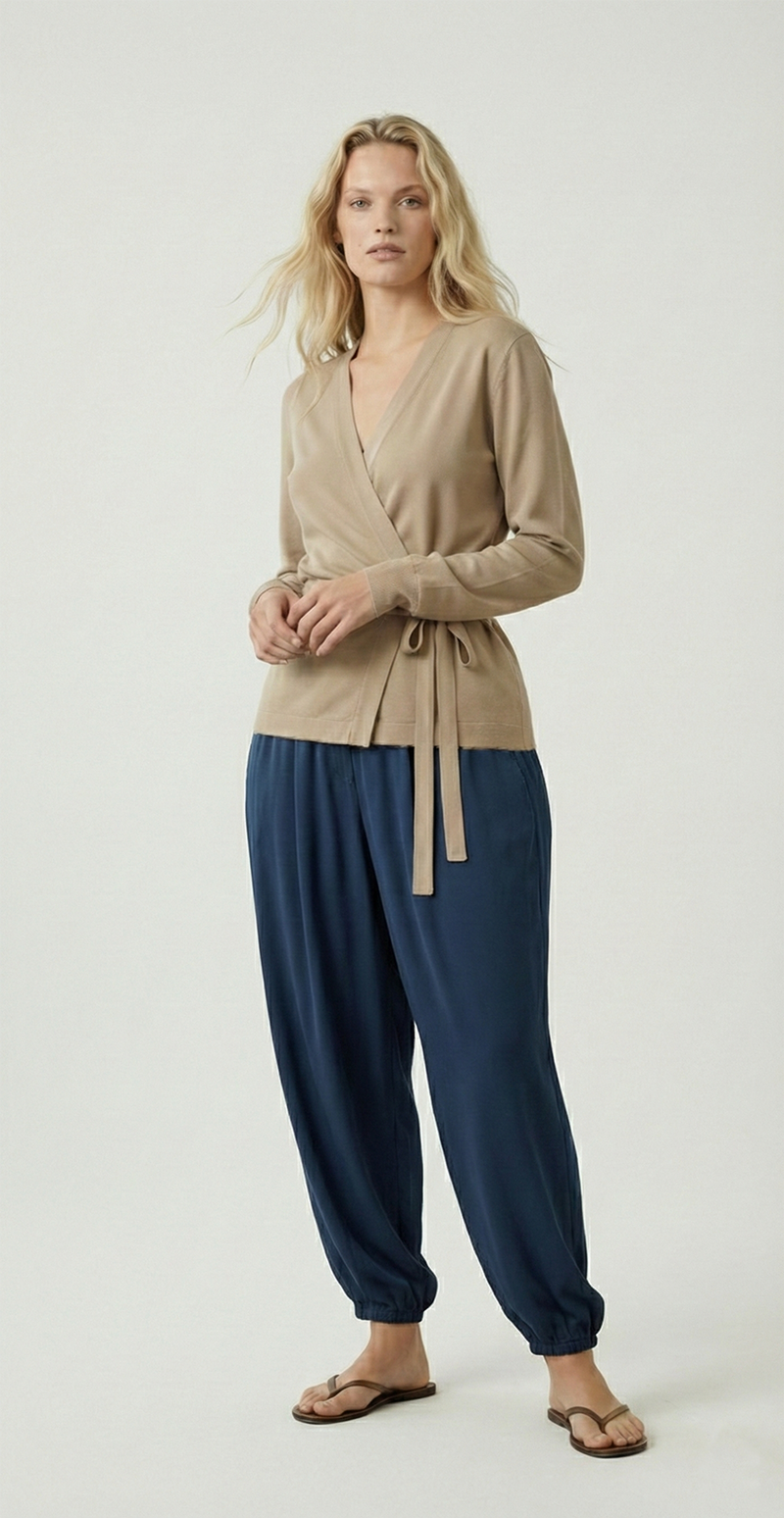 SHIVA Elastik belli Şalvar Pantolon Lacivert