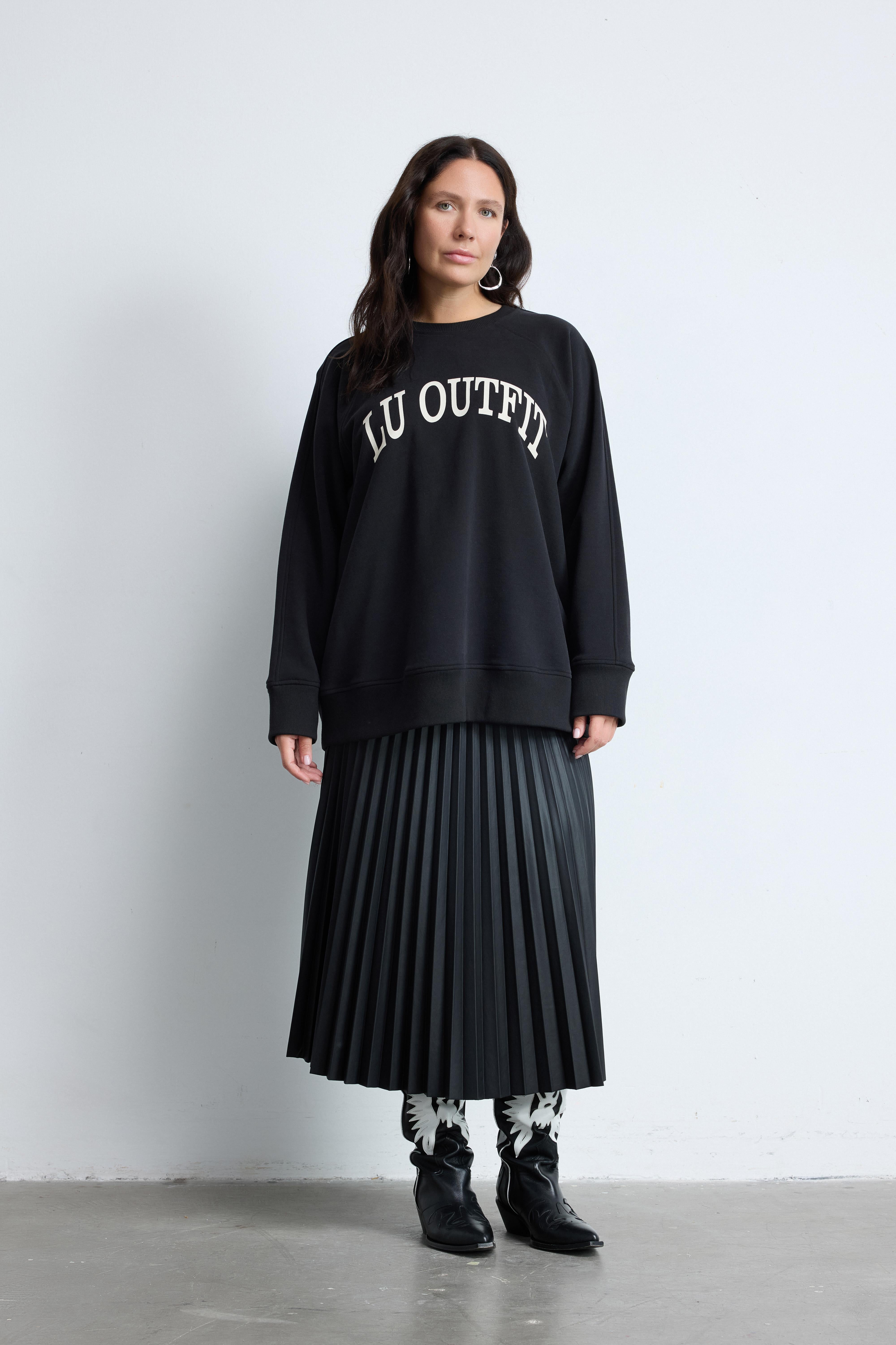 TATUM Bisiklet Yaka %100 Pamuk Baskılı Büyük Beden Sweatshirt Siyah | Luokk