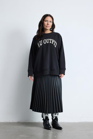 TATUM Bisiklet Yaka %100 Pamuk Baskılı Büyük Beden Sweatshirt Siyah | Luokk