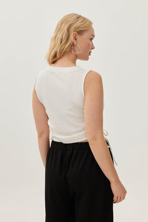 ULRIKA Büzgülü Büyük Beden Kaşkorse Crop Top Ekru | Luokk