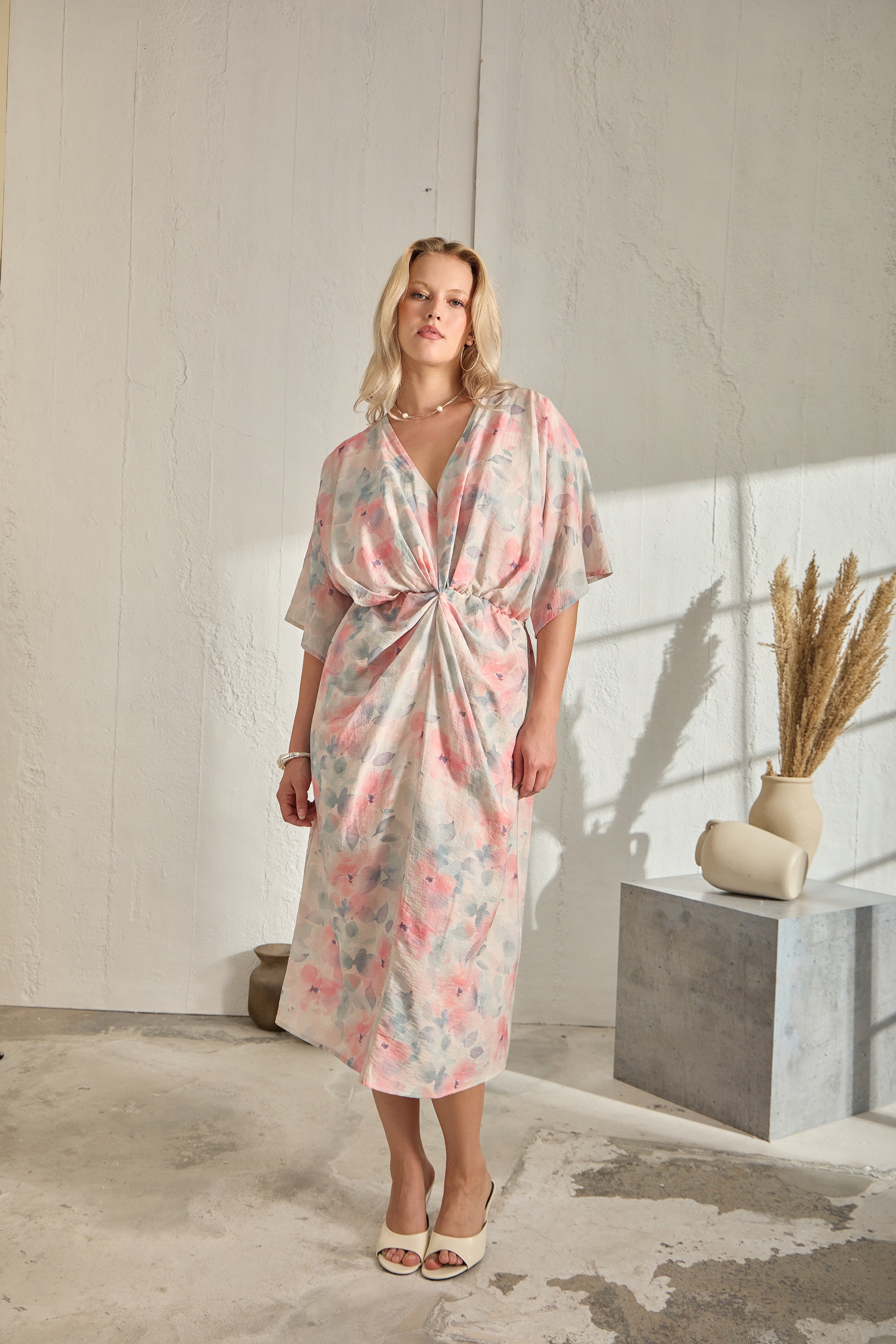 UTICA V-Neck Printed Midi Plus Size Dress