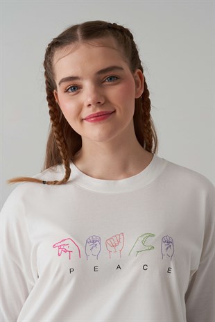 FERDIE Yuvarlak Yaka Baskılı Kadın T-shirt