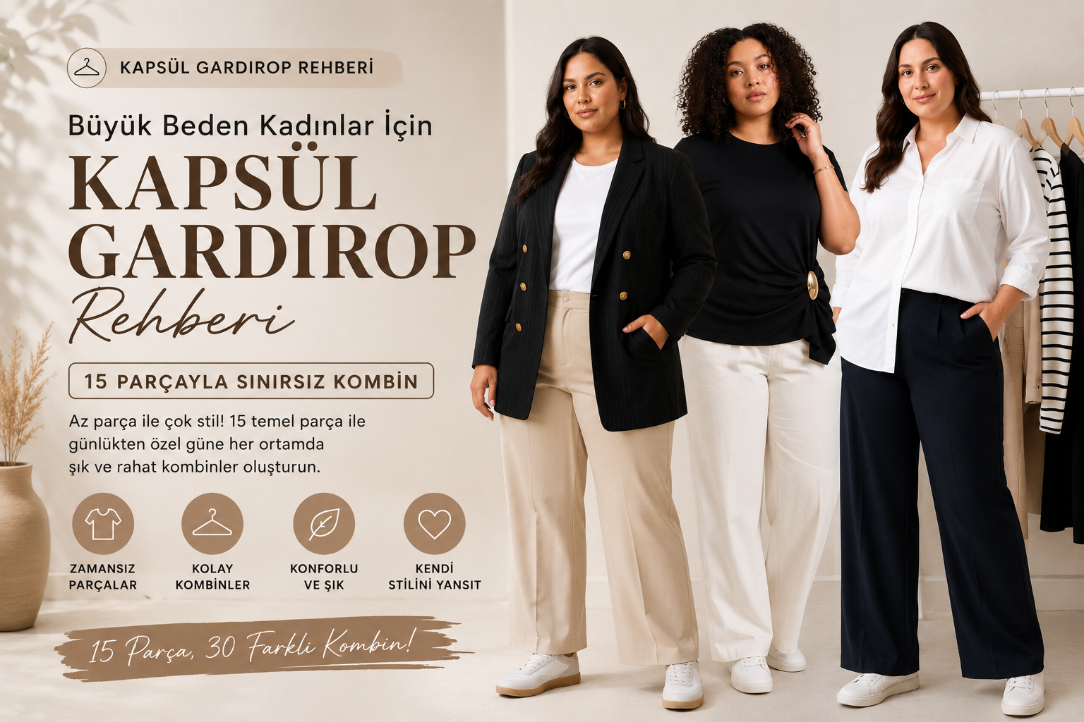 Büyük Beden Kadınlar İçin Kapsül Gardırop Rehberi: 15 Parçayla Sınırsız Kombin