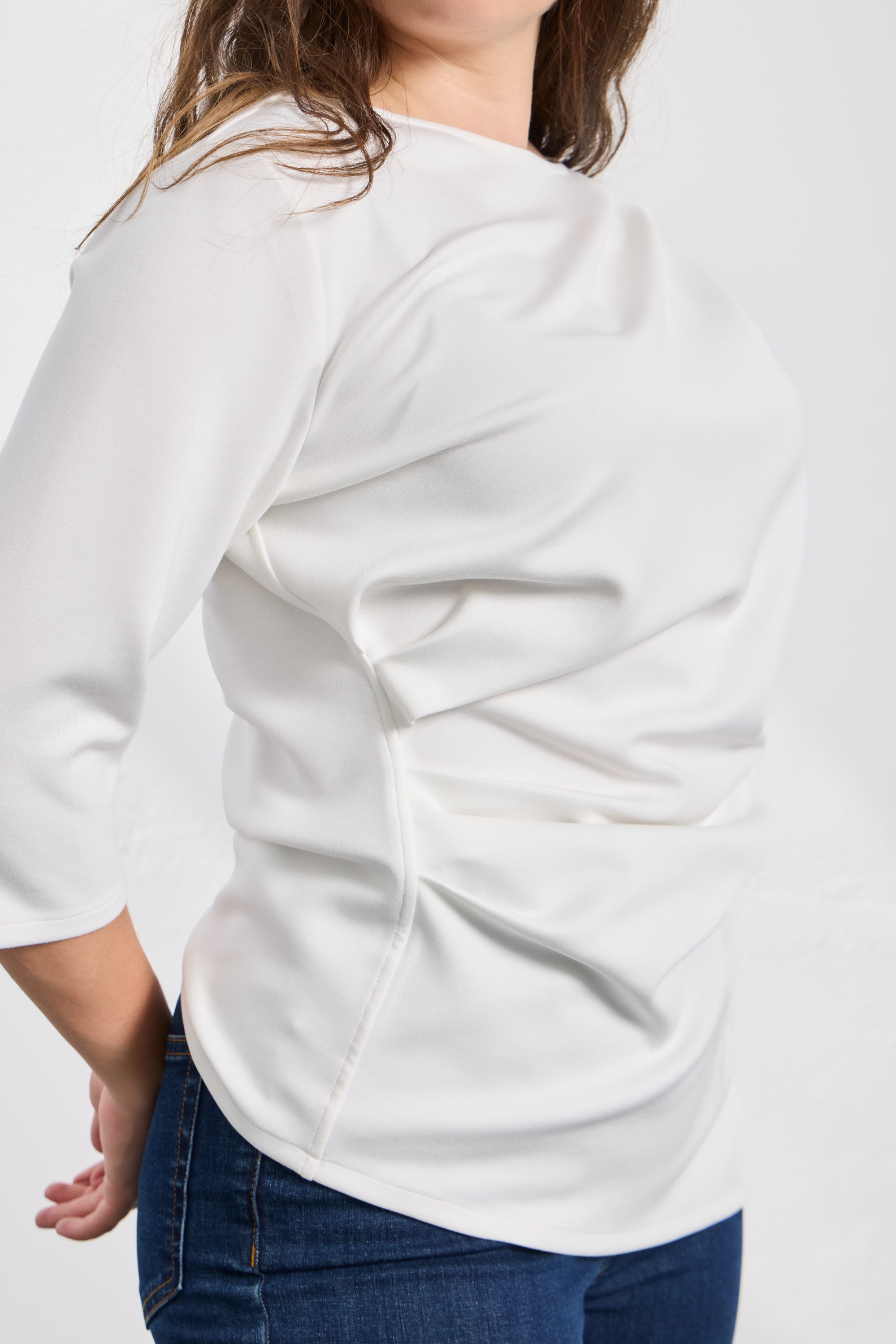 ALEY Drapeli Kısa Kollu Bluz Ekru