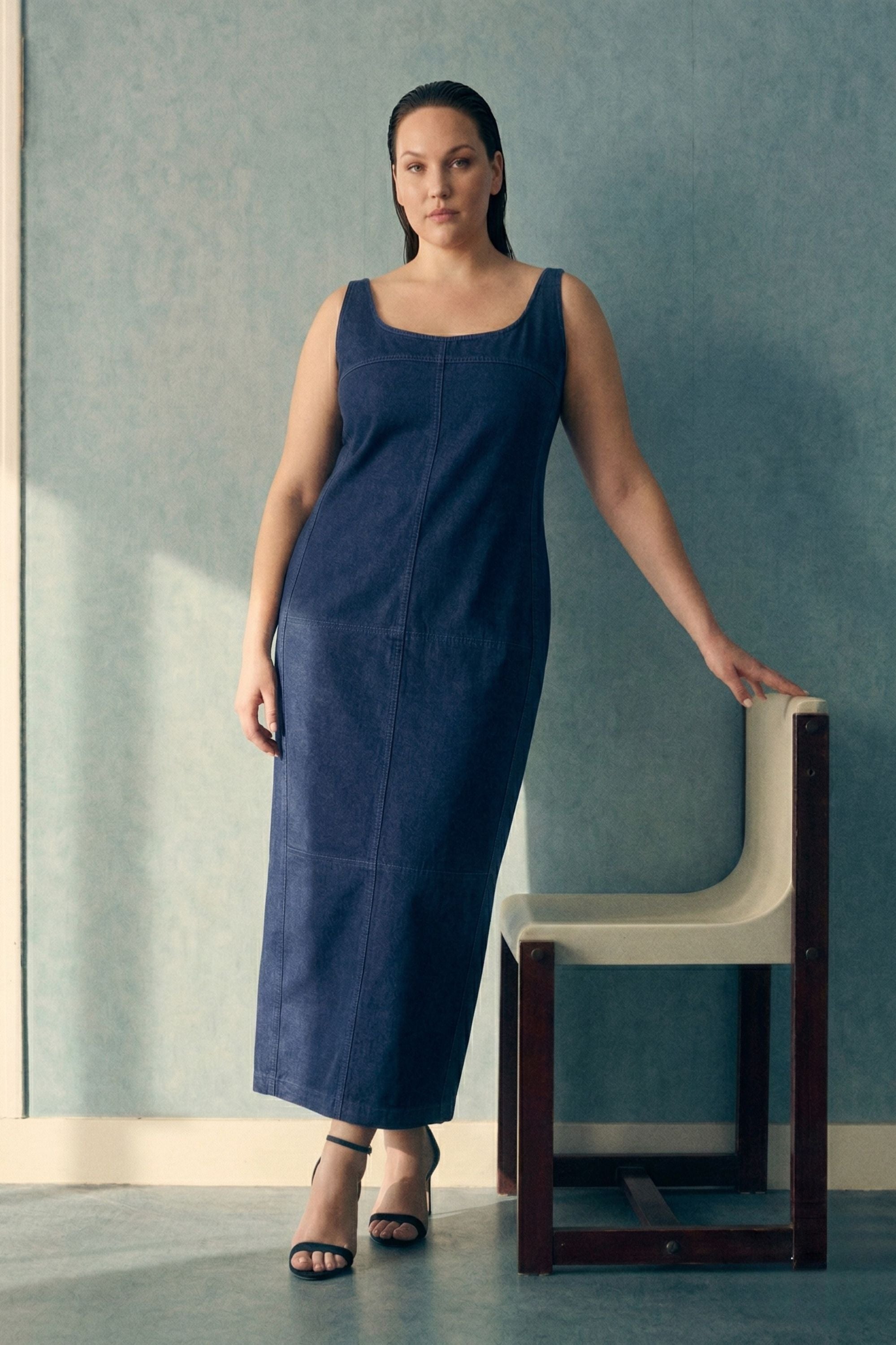 ARTEMIS Büyük Beden Jean Elbise Mavi