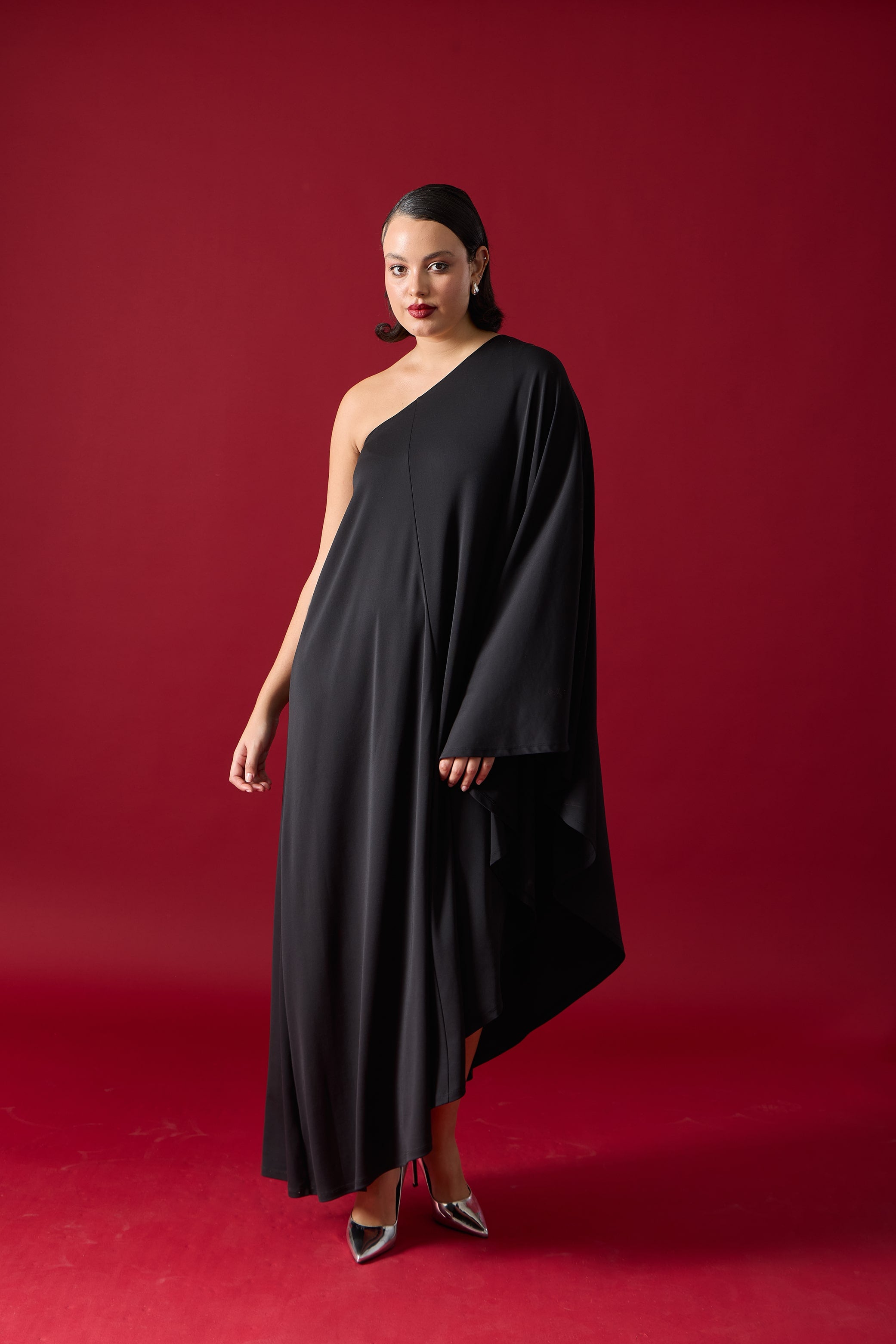 AUSTEN One-Shoulder Plus Size Black Dress
