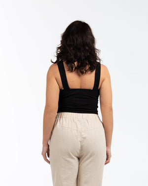 BABS V Yaka Askılı  Büyük Beden Crop Top Siyah | Luokk