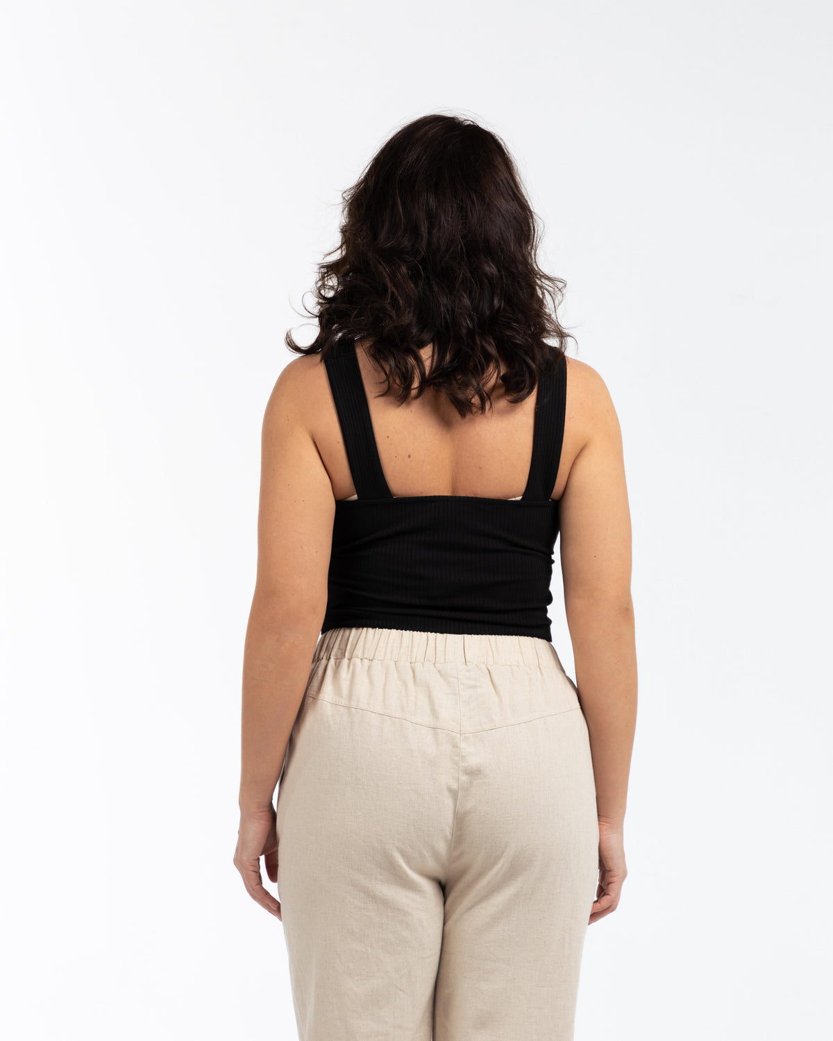 BABS V Yaka Askılı  Büyük Beden Crop Top Siyah | Luokk