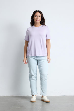 BRADLEY Bisiklet Yaka Büyük Beden Basic T-shirt Lila | Luokk