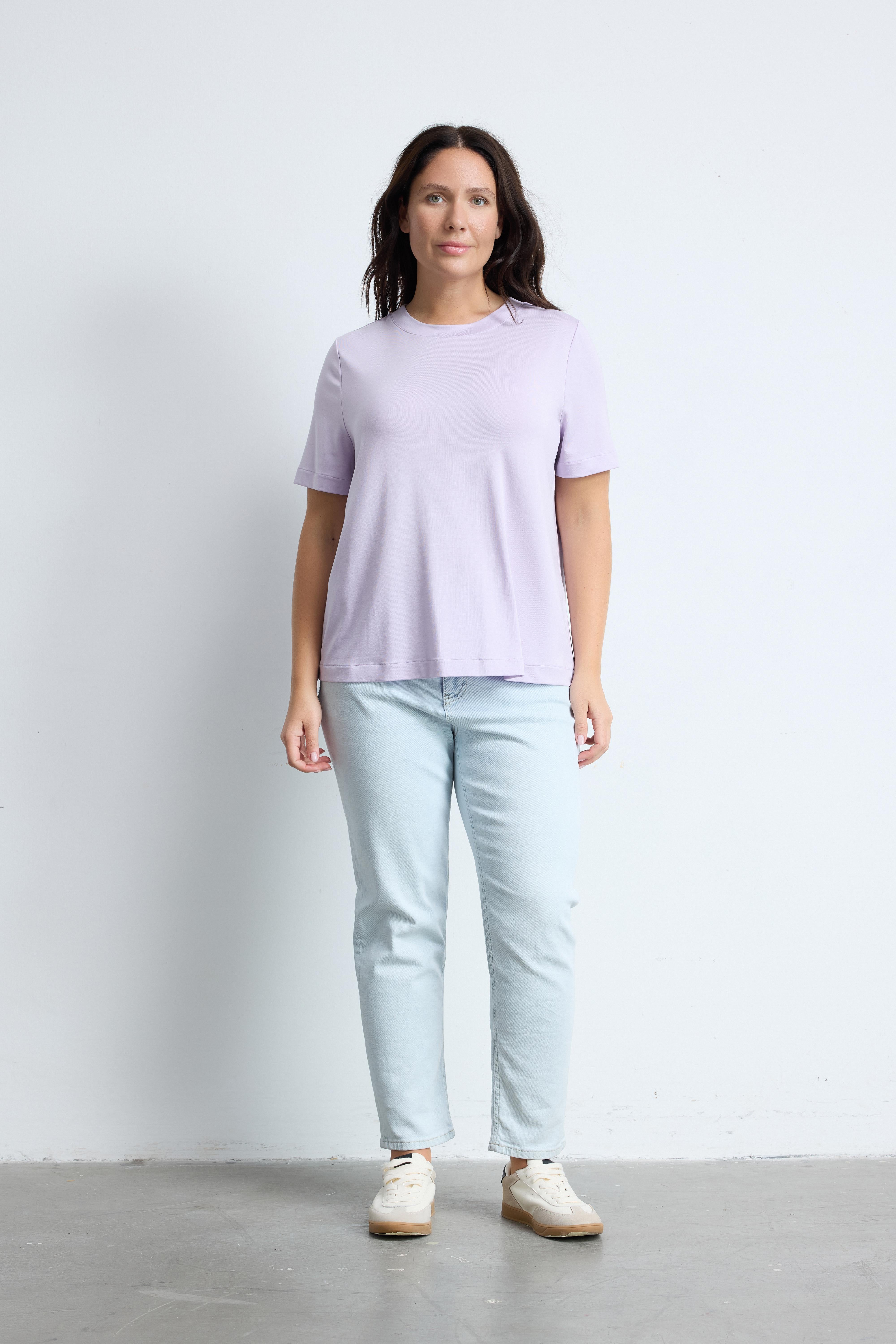 BRADLEY Bisiklet Yaka Büyük Beden Basic T-shirt Lila | Luokk