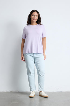 BRADLEY Bisiklet Yaka Büyük Beden Basic T-shirt Lila | Luokk