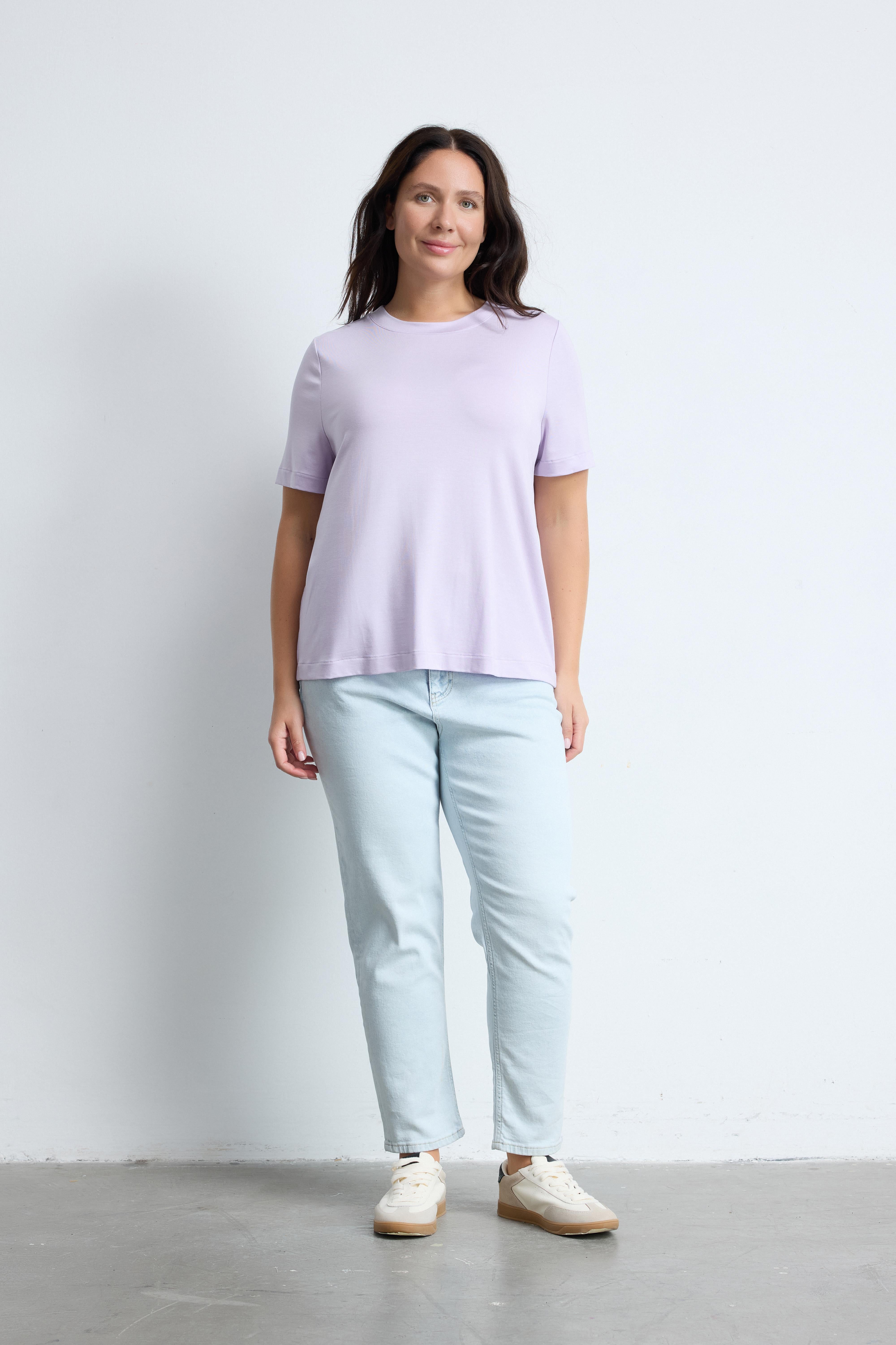 BRADLEY Bisiklet Yaka Büyük Beden Basic T-shirt Lila | Luokk