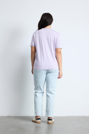 BRADLEY Bisiklet Yaka Büyük Beden Basic T-shirt Lila | Luokk