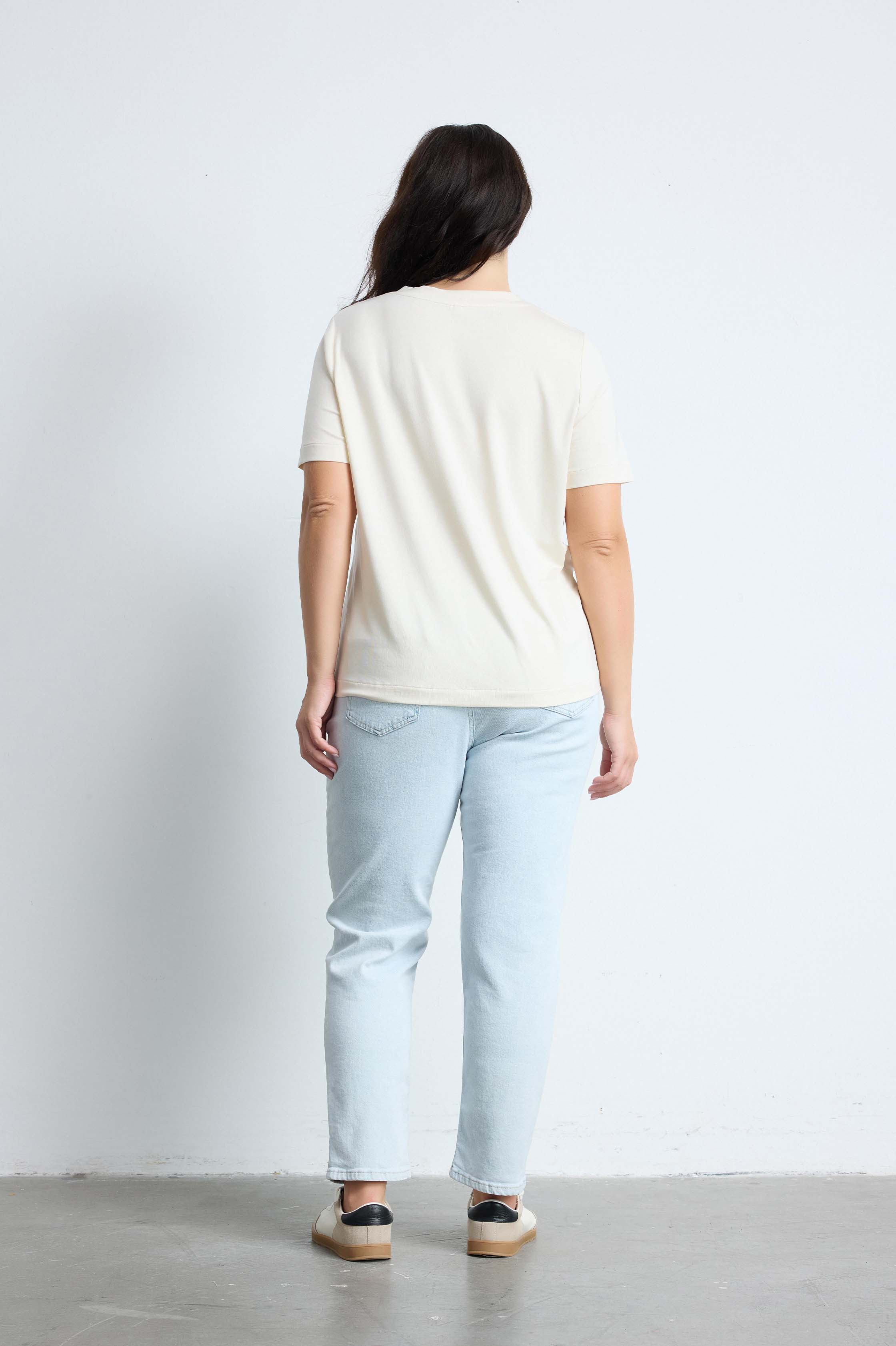 BRADLEY Bisiklet Yaka Büyük Beden Basic T-shirt Açık Bej