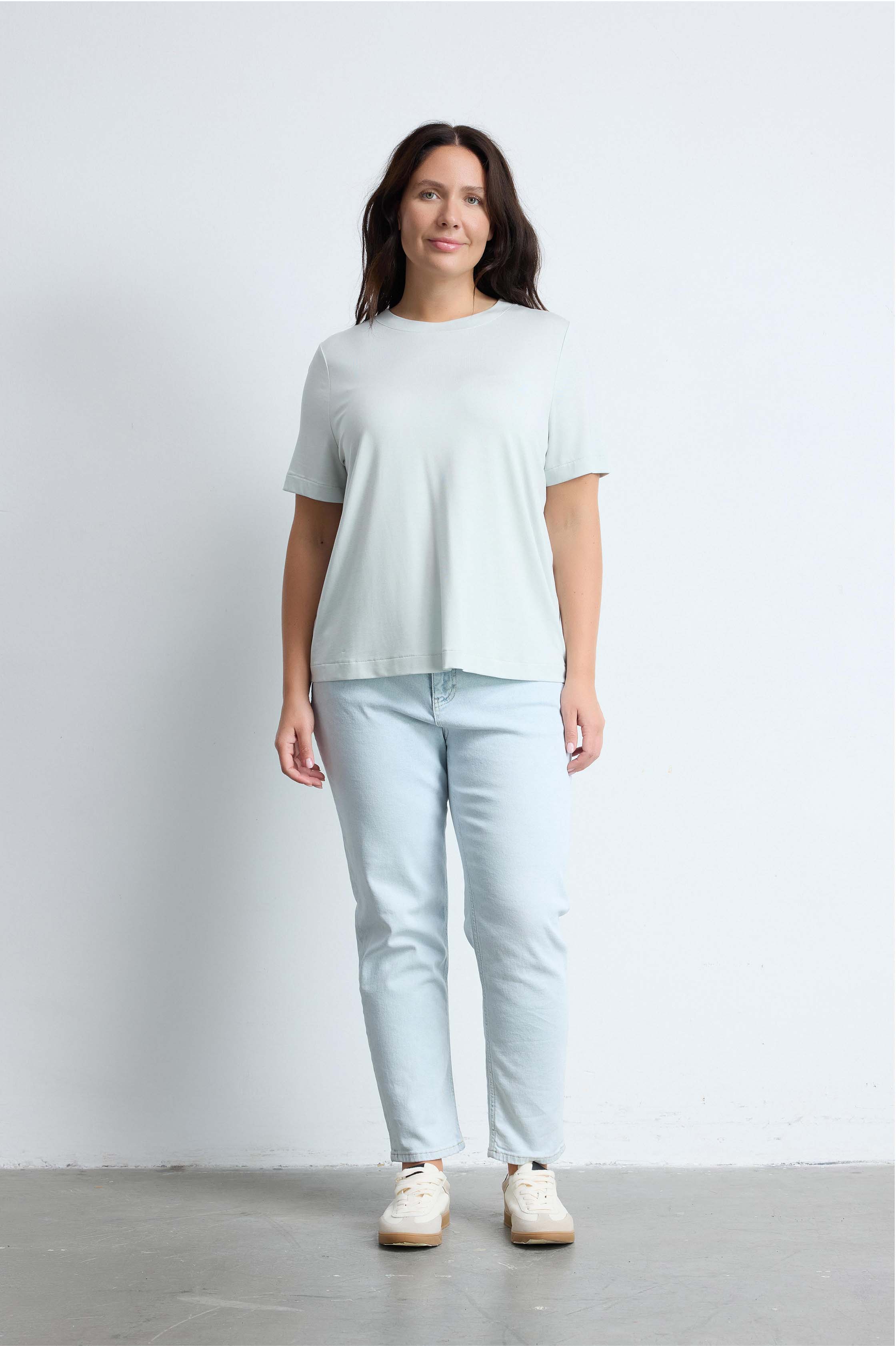 BRADLEY Bisiklet Yaka Büyük Beden Basic T-shirt Açık Gri