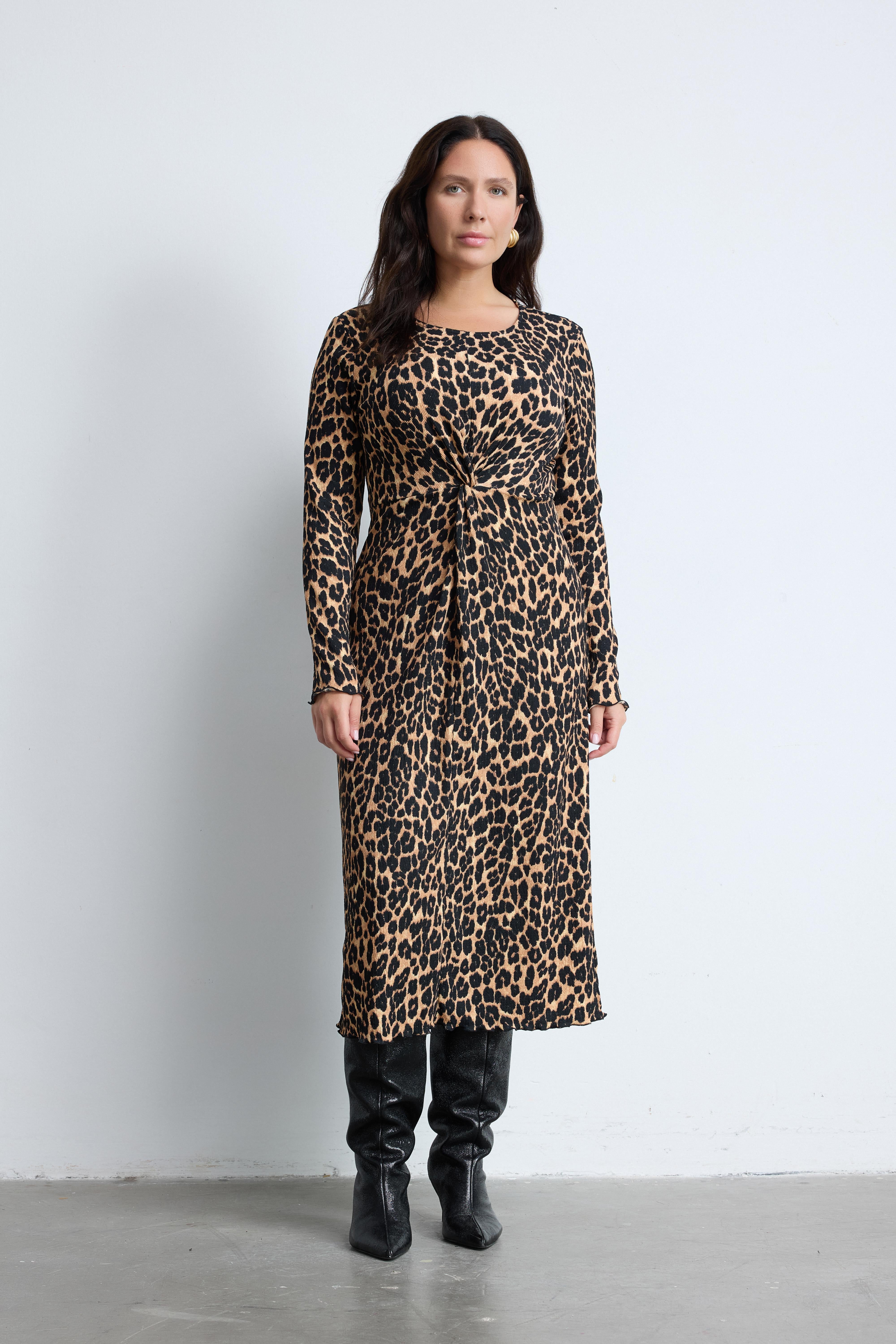 EMPIRE  Leopar Desenli Uzun Kollu Büyük Beden Elbise Leopar | Luokk
