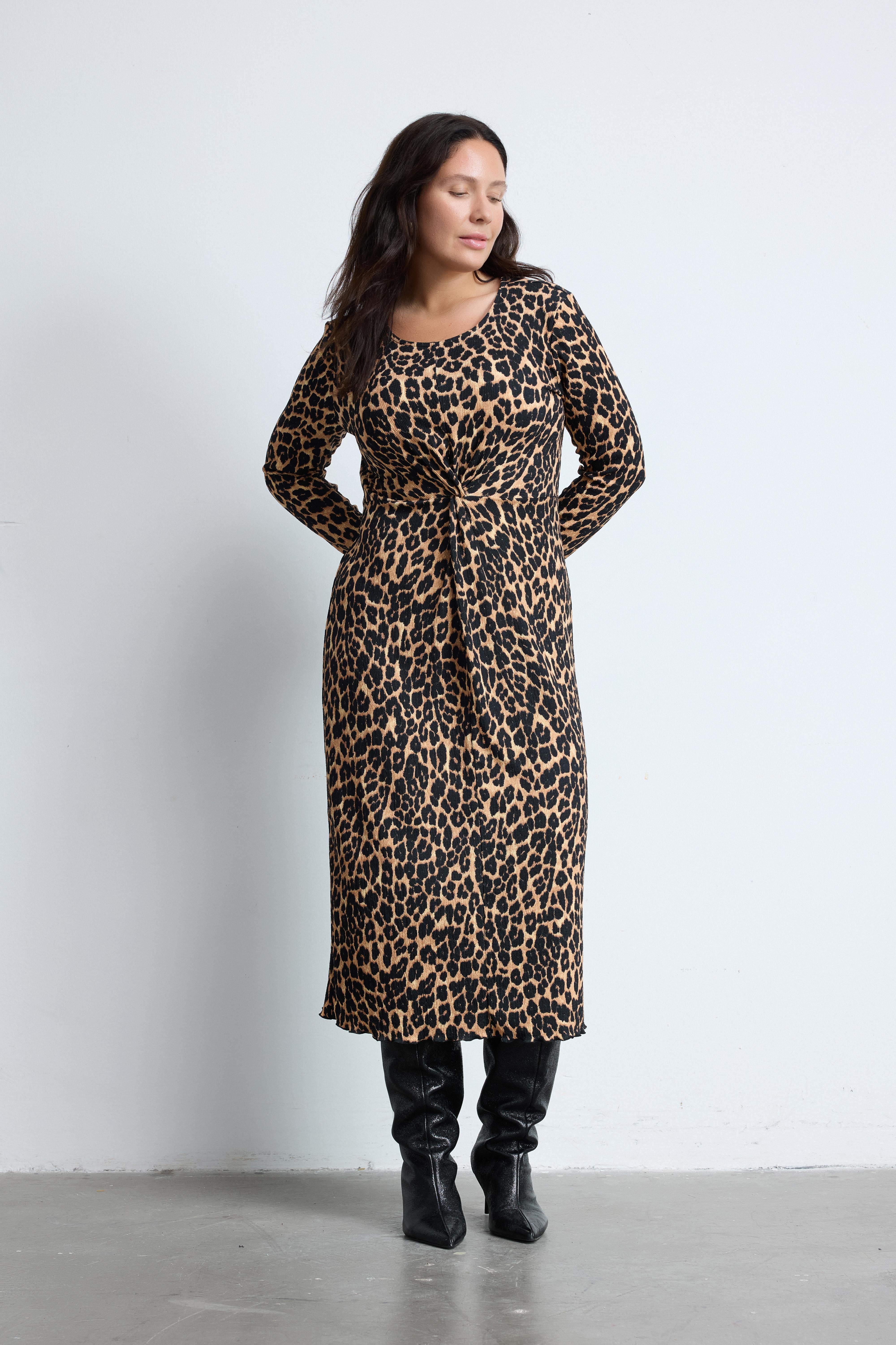 EMPIRE  Leopar Desenli Uzun Kollu Büyük Beden Elbise Leopar | Luokk