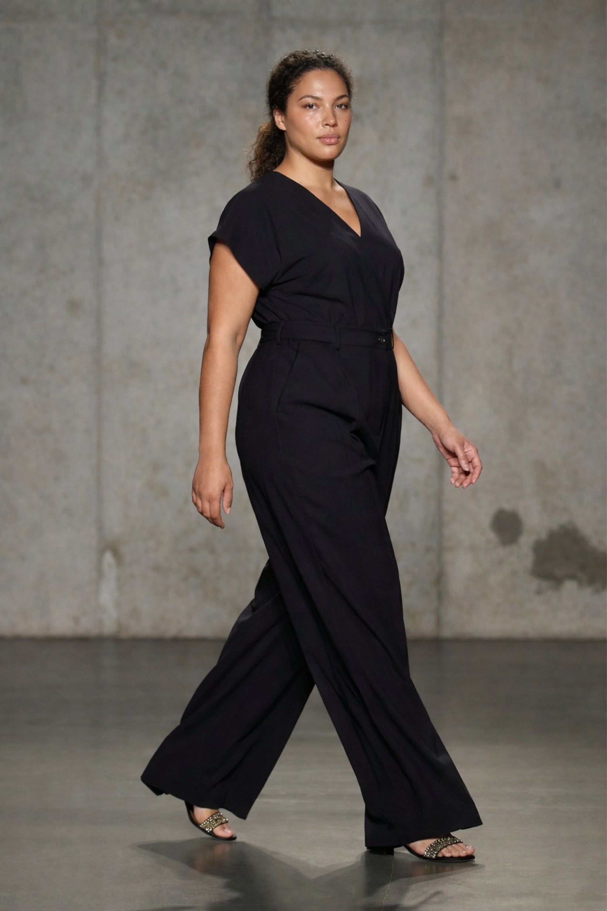 HANIA Büyük Beden Geniş Paça Pantolon Siyah