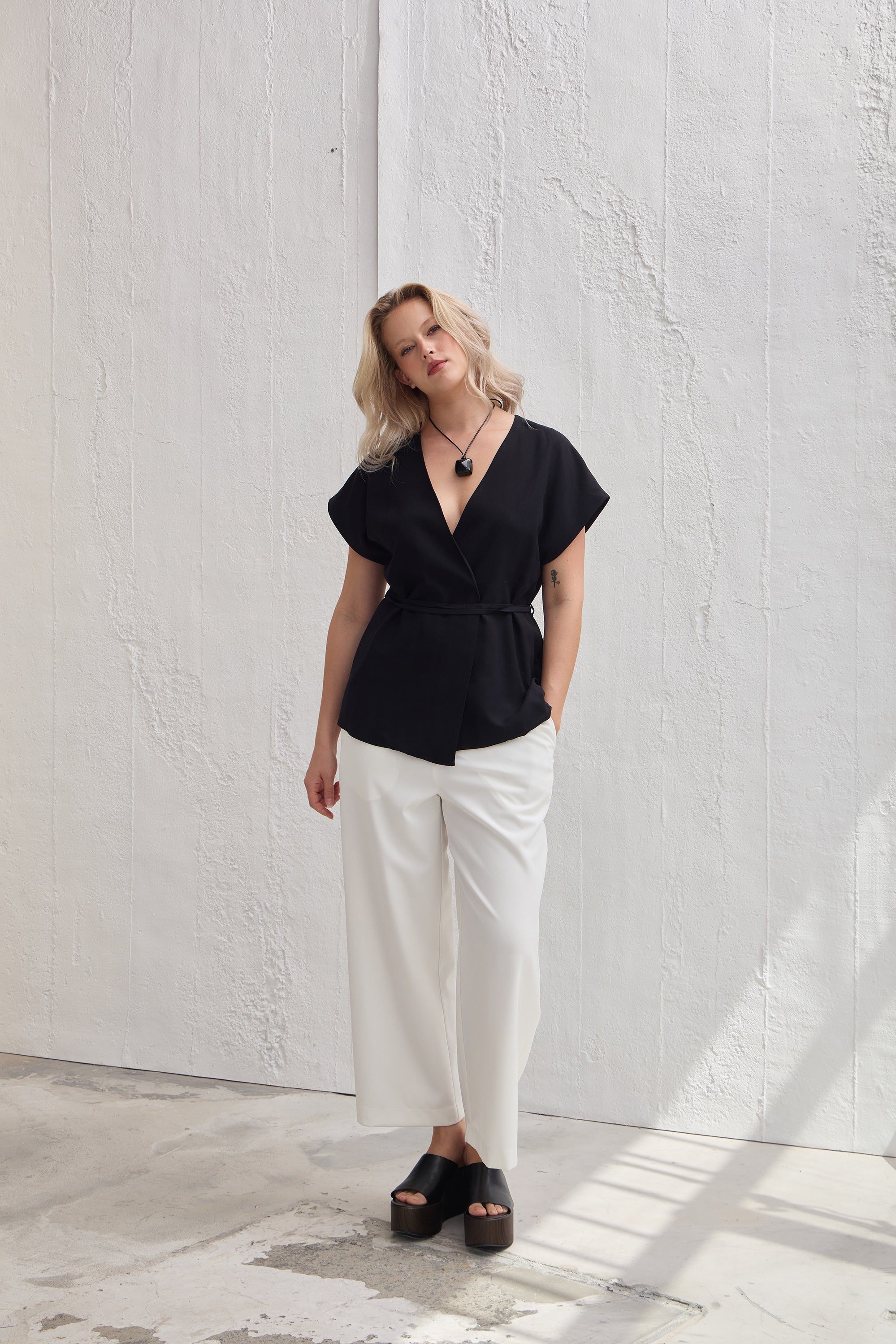 HYLDA Black Wrap-Front Plus Size Vest