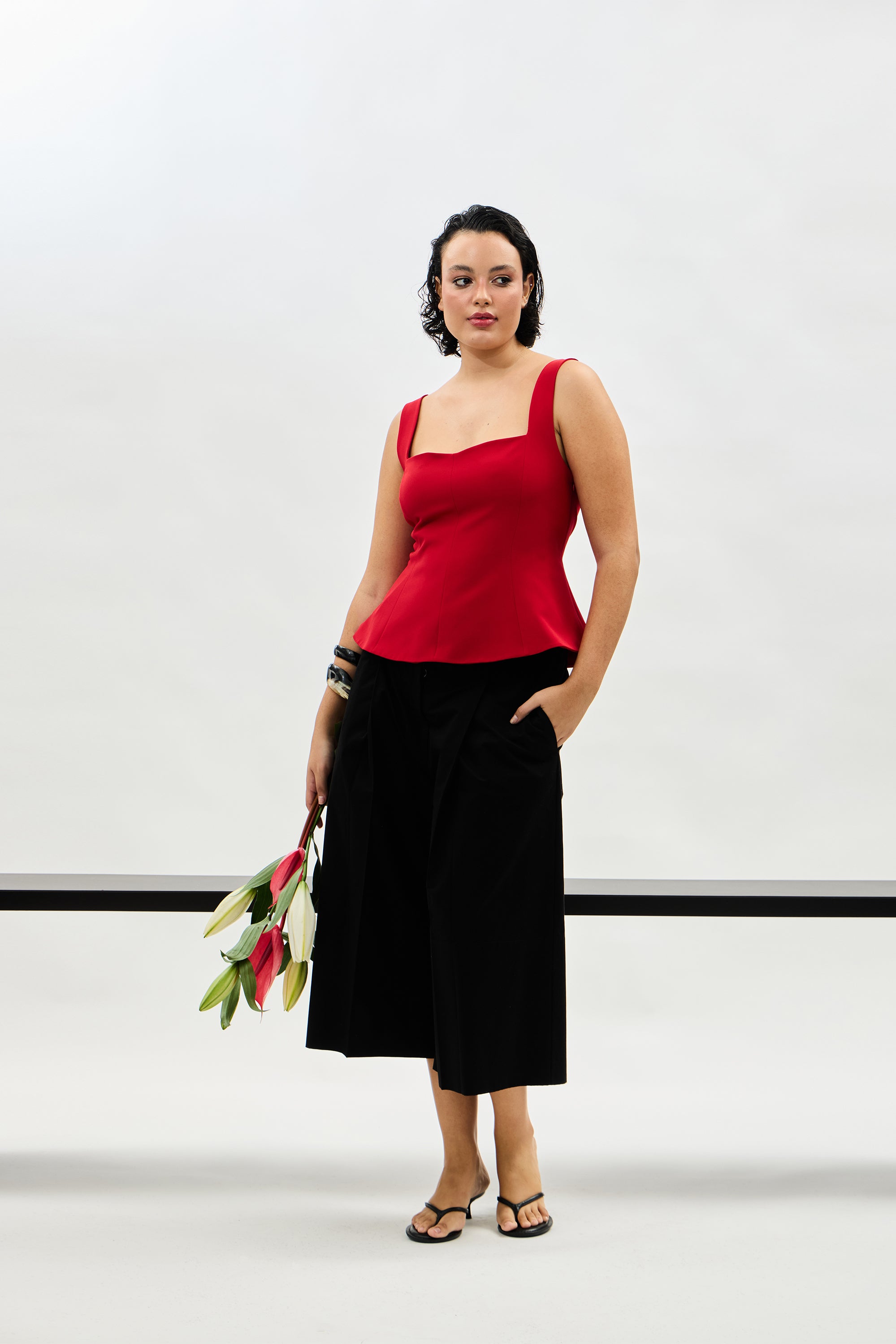 MILLER Kolsuz Peplum Bluz Kırmızı