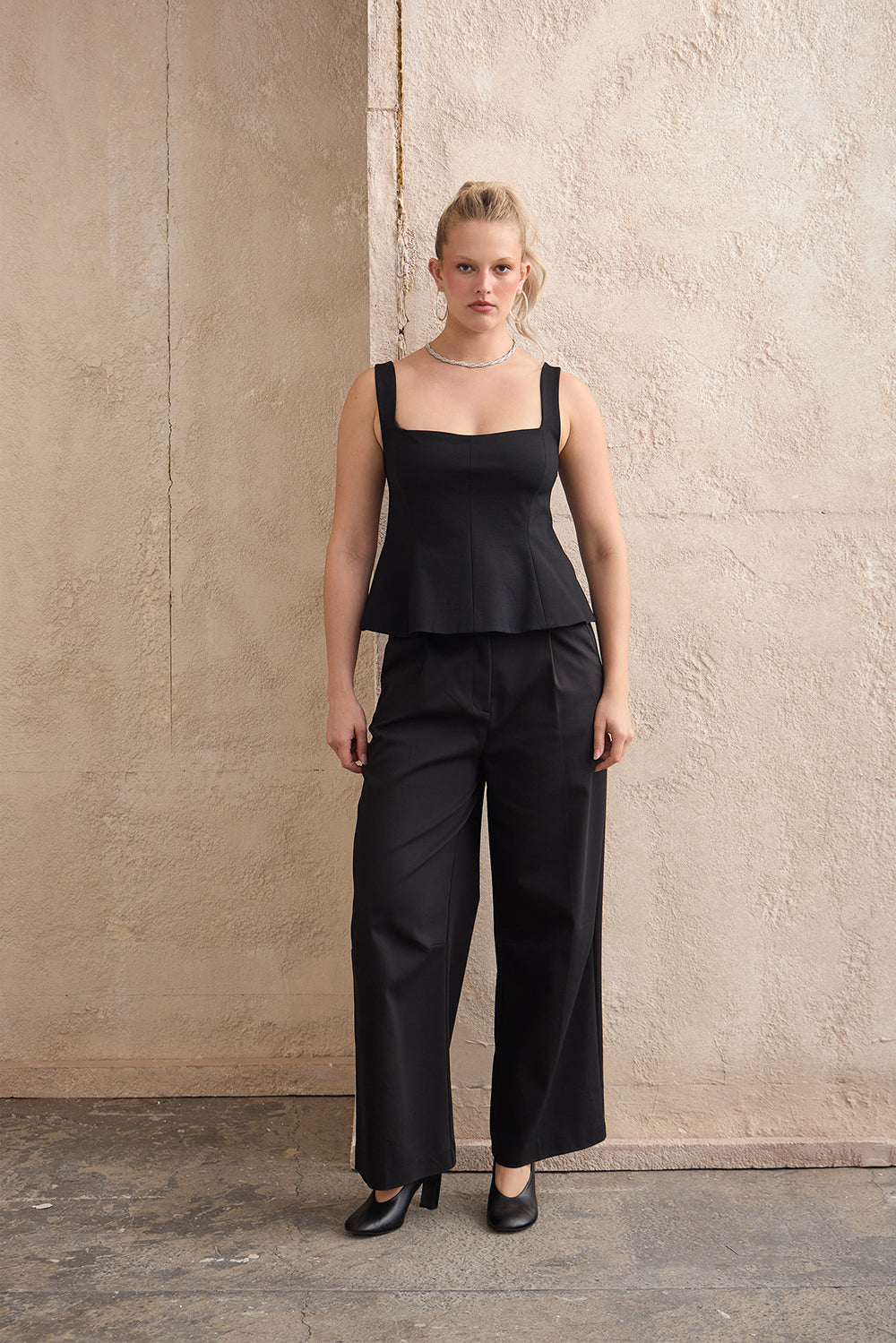 MILLER Kolsuz Peplum Bluz Siyah