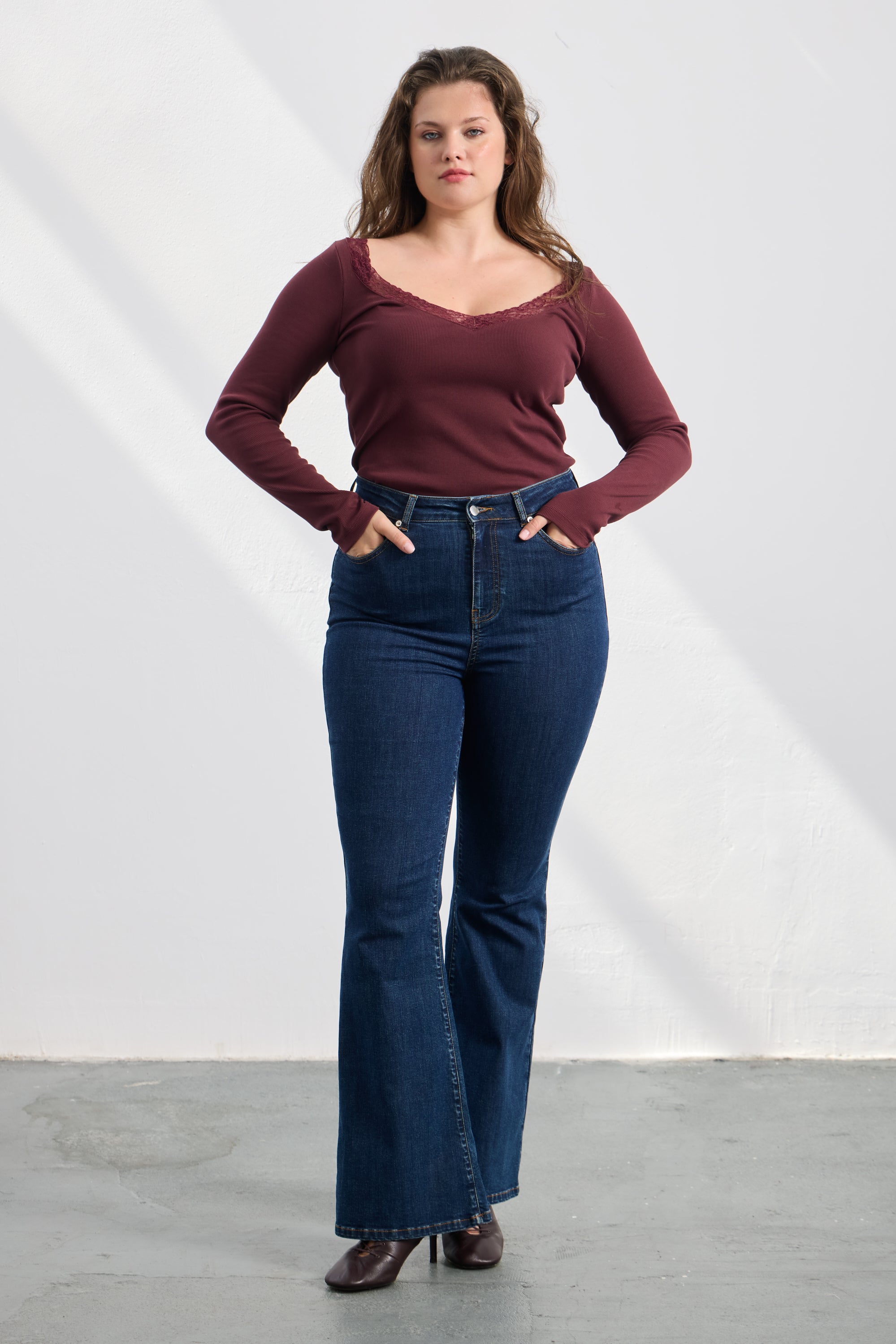 PIXIE İspanyol Paça Jean Pantolon Mavi