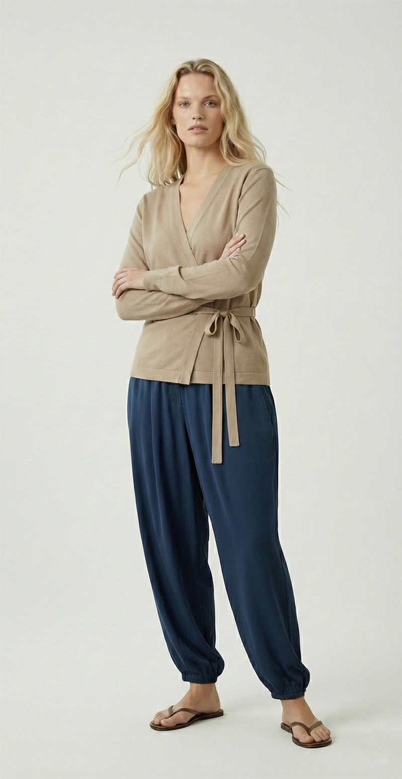 SHIVA Elastik belli Şalvar Pantolon Lacivert